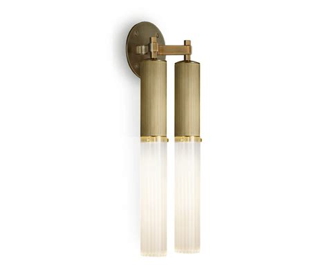 Flume Double Wall Light Antique Brass And Frosted Reeded Glass Architonic