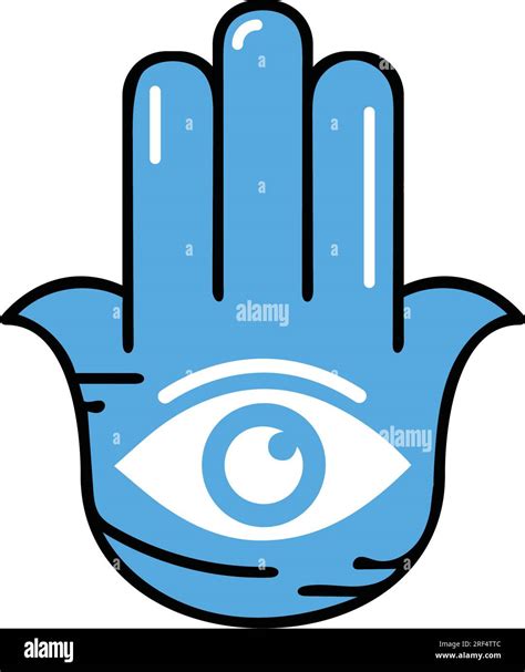 Abstract Multicolored Illustration Of A Hamsa Hand With Evil Eye Symbol