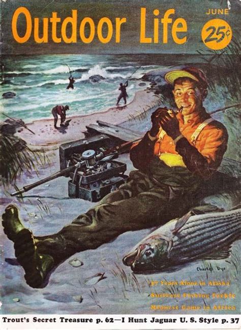 June 1956 Outdoor Life Magazine Cover Sport Fishing Gone Fishing