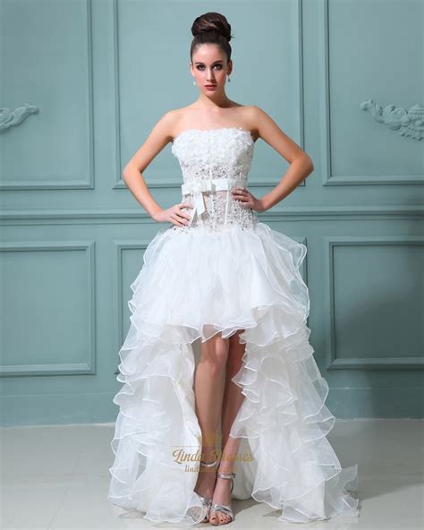 You'll receive email and feed alerts when new items arrive. Ivory Strapless High Low Wedding Dress With Floral ...