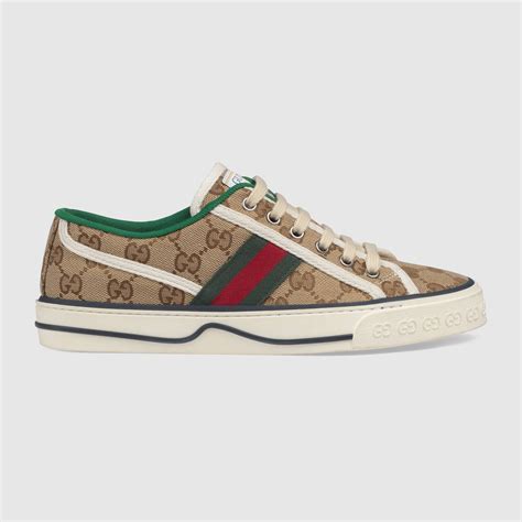 米色乌木色经典gg帆布gucci Tennis 1977系列女士gg运动鞋 古驰gucci中国官方网站