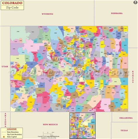 Colorado Zip Code Map Printable