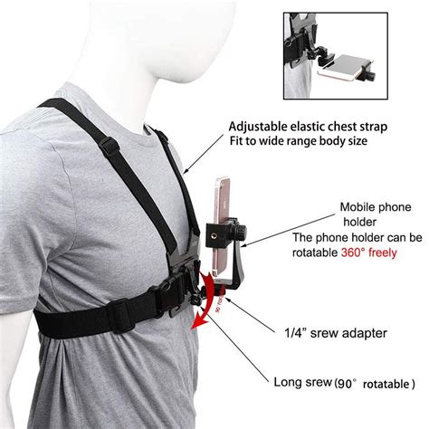 Phone Chest Strap Harness Fixing Headband Bracket Kit For POV VLOG Phone Clip Compatible With
