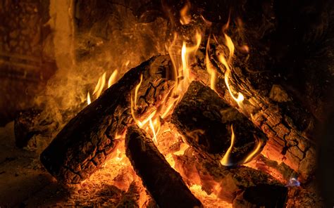 Download Wallpaper 3840x2400 Bonfire Logs Flame Fire Dark 4k Ultra