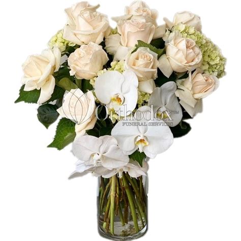 White Roses Arrangement Orthodox Funerals Funeral Directors Sydney