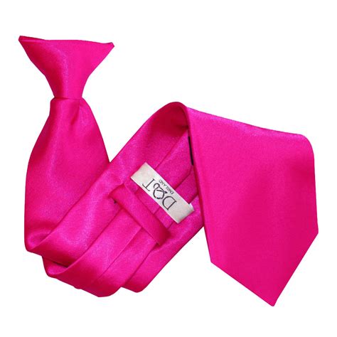 Mens Plain Hot Pink Satin Clip On Tie