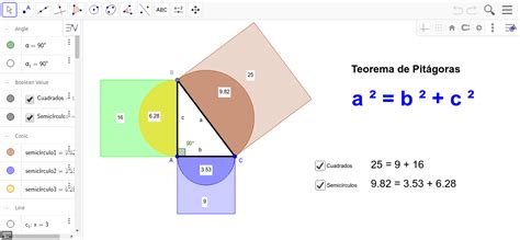 Teorema De Pitágoras Interpretación Geométrica Geogebra