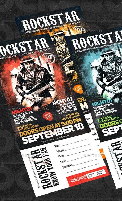 Rock Festival Concert Ticket | Ticket template, Ticket ...