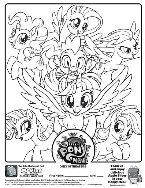 Mcdonalds Happy Meal Coloring And Activities Sheet My Little Pony