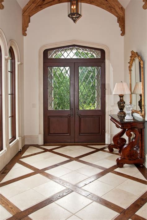 Wood And Tile Combo Floor Entryway Foyer Design Floor Tile Design