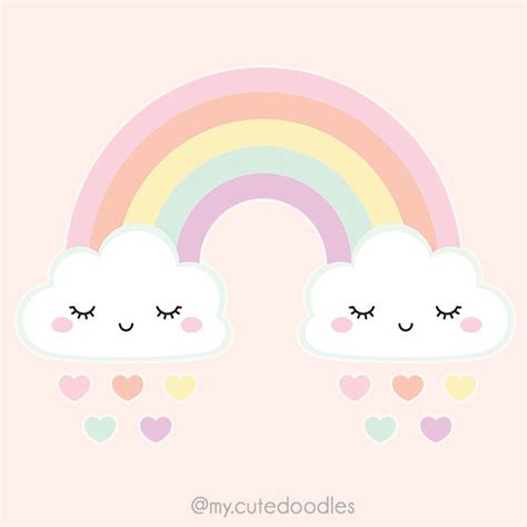cute weather clipart pastel rainbow clipart kawaii cloud etsy dibujo de arco iris nubes y