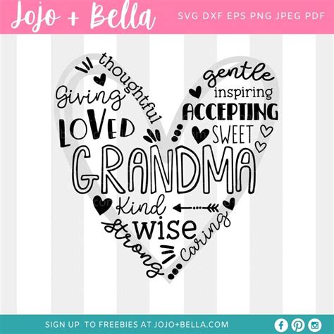 Grandma Svg Grandma Word Art Svg Grandma Png Grandma Heart Etsy