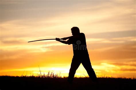 Practicing The Sword At Sunset Stock Image Image Of Adult Life