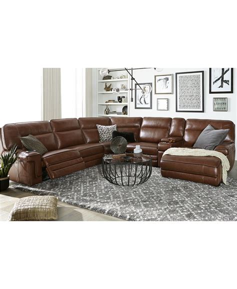 Furniture Closeout Myars Leather Power Reclining Sectional Collection