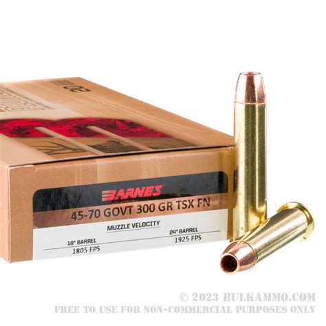 20 Rounds Of Bulk 45 70 Ammo By Barnes 300 Gr Tsx