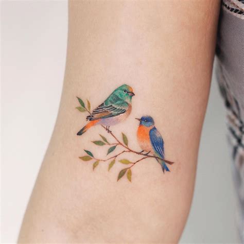 Two Birds On A Branch By Tattooist Saegeem In 2020 Tattoos Birds