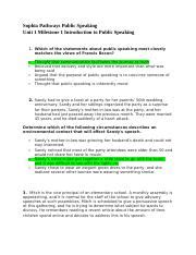 Sophia Pathways Public Speaking Unit Milestone Introduction To Public Speaking Docx