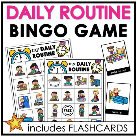 Daily Routine Verb Bingo Game Home And School Verbs Esl Activity