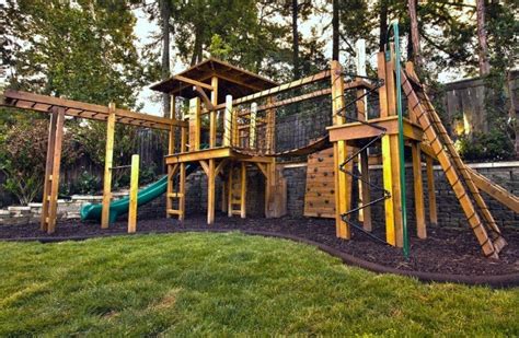 Of The Coolest Backyard Designs With Playgrounds Playground Landscaping Playground Flooring