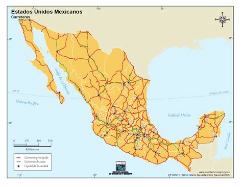 Mapa Para Imprimir De México Mapa De Carreteras De México Inegi De