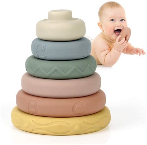 Baby Stacking Nesting Circle Toy Soft Building Rings Stacker Etsy