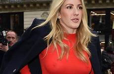 ellie goulding stella mccartney braless paris show fashion buxom nude sexy coat bust her dailymail red navy story envy inducing