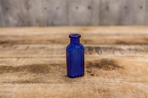 Vintage Cobalt Blue Glass Medicine Bottle Small Glass Apothecary