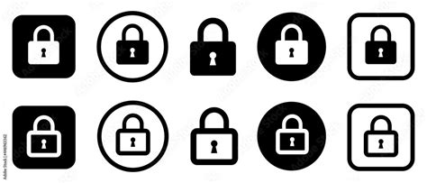 Set Of Lock Icons Lock Icon Lock Icons In Circles And Squares