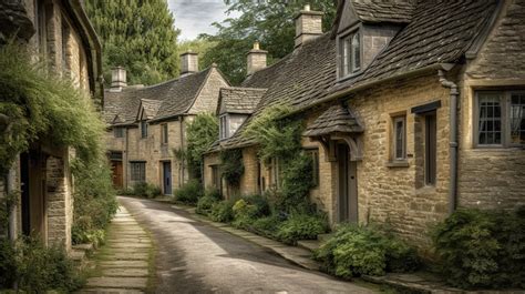 Old Houses And Houses Of Stone Combe Village England Background