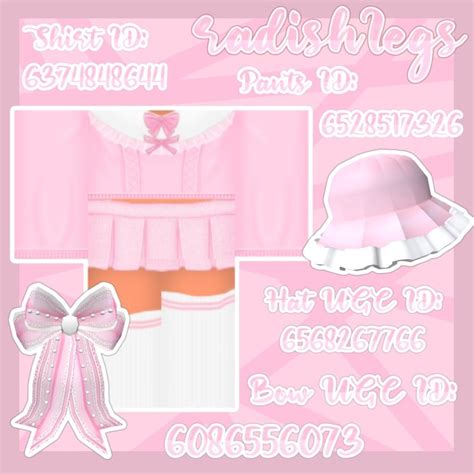 Five Kawaii Roblox Outfits With Matching Hats Roblox Shirt Coding Clothes Pink Outfits