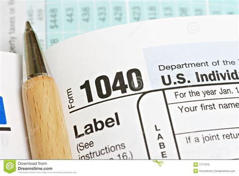 United States Income Tax Form 1040 Stock Image Image Of Account Blue