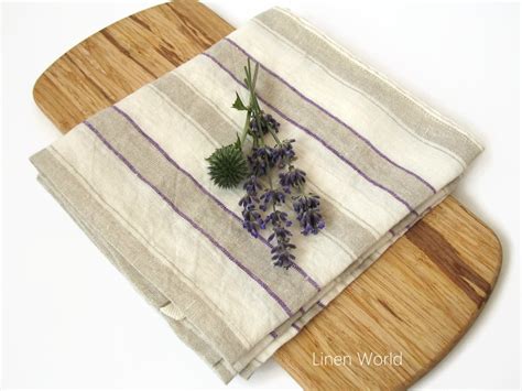 Linen Dish Towel Striped Pure Linen Tea Towel By Linenworld