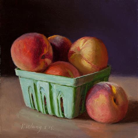 Wang Fine Art Peaches Fruit Daily Painting A Day Still Life Painting