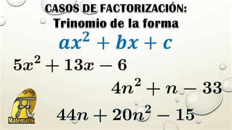 Ejercicios Trinomio de la forma ax bx c Casos de factorización