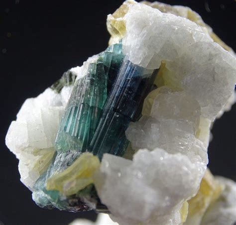 Blue Green Tourmaline On Albite With Golden Mica Deposits Etsy