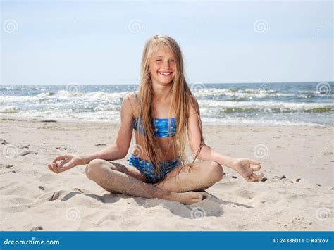 Girl Sitting On Beach Stock Image Cartoondealer Com