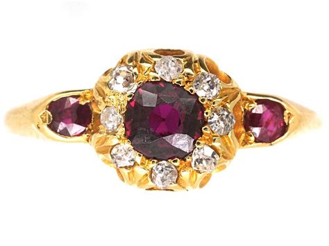 Edwardian 18ct Gold Ruby And Diamond Cluster Ring The Antique