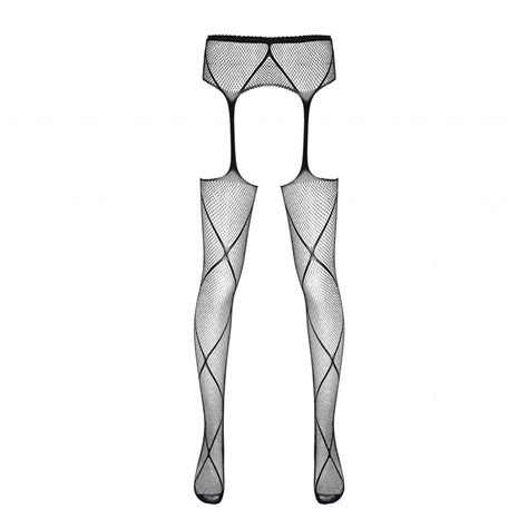 Men Lingerie Crotchless Pantyhose Stretchy Hollow Out Fishnet See