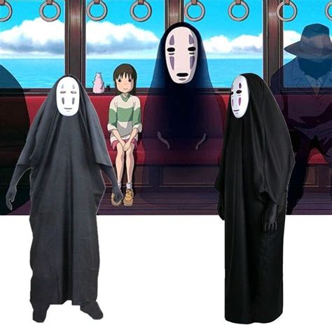 No Face Man Cos Spirited Away Cosplay Costume Mask Gloves Anime Miyazaki Hayao Faceless Cloak