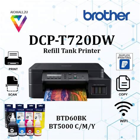 Brother Dcp T720dw Ink Tank Printer Color Wifi Duplex Print Scan