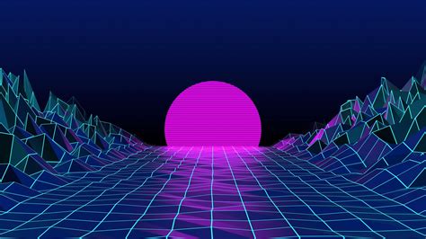 Download Retrowave Neon Digital Art Retro Style Sky Sun 80s By