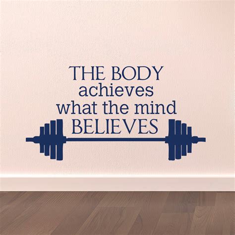 Gym Wall Decal Sports Quotes The Body Achieves What The