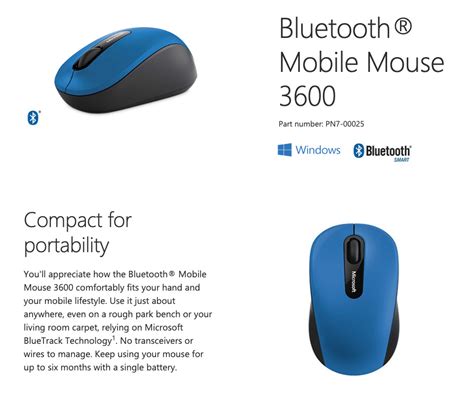 Buy Microsoft Bluetooth Mobile Mouse 3600 Blue Pn7 00025 Pc Case