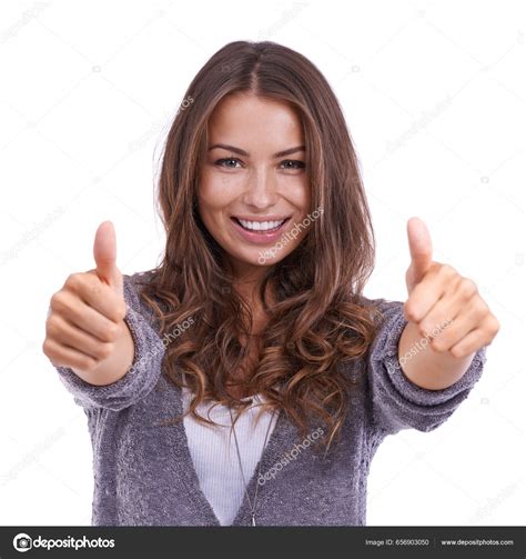 Youre Good Young Woman Giving You Positive Hand Gesture Stock Photo By