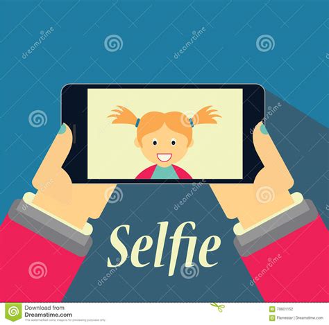 girl taking selfie picture on her phone stock vector illustration of adult modern 70601152