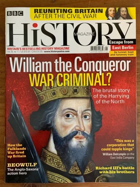 Bbc History Magazine 2020 William The Conqueror War Criminal Reuniting