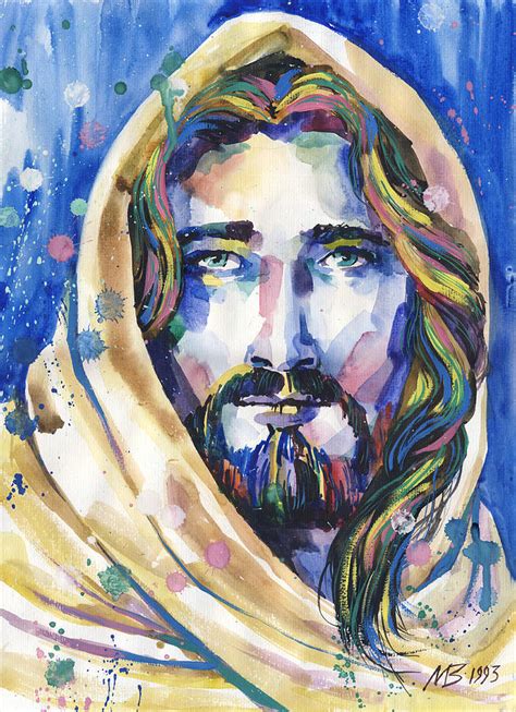 Watercolor Jesus Christ Portrait Painting By Natalia Stasishina