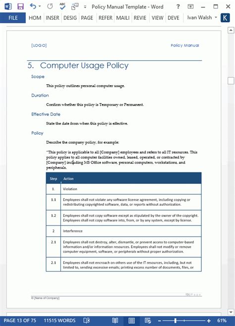Policy Manual Template Office