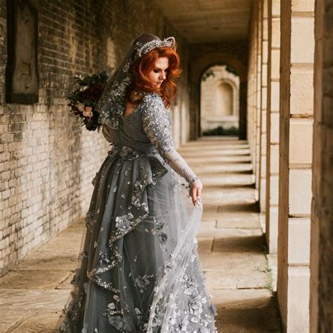 Grey Lace Wedding Dress