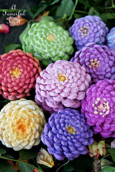 A Fanciful Twist Lets Make Zinnia Flowers From Pine Cones